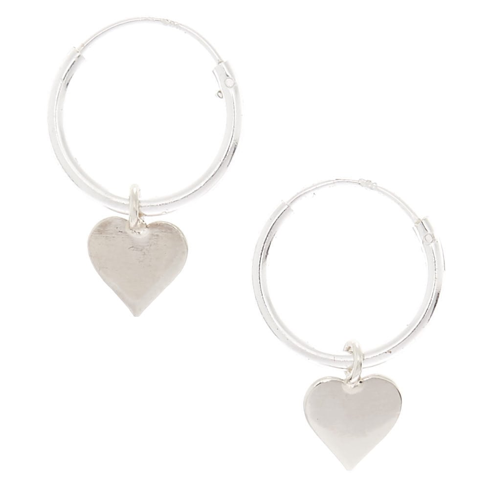 Sterling Silver 12MM Heart Hoop Earrings Claire s