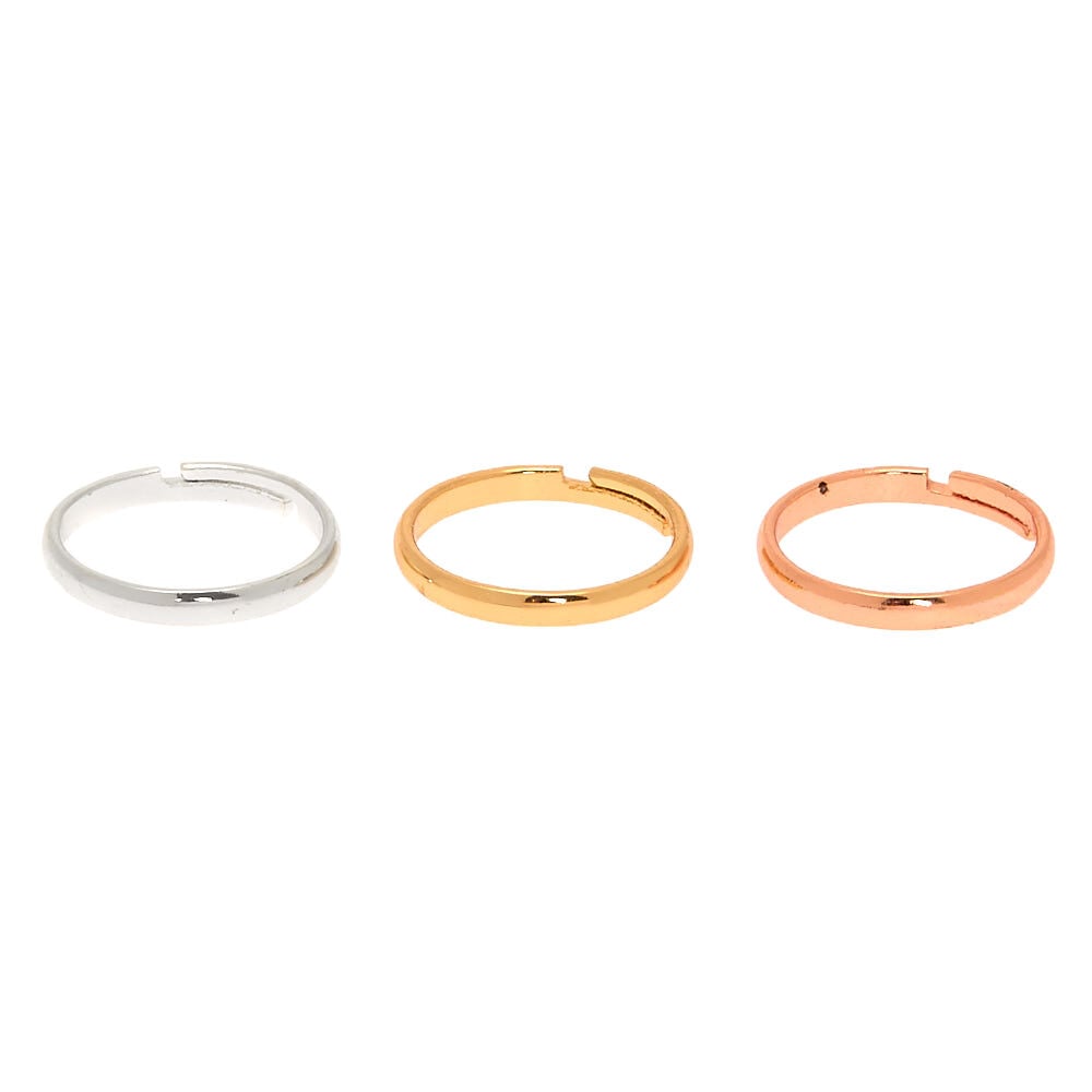 Lot de 3 bagues d'orteil à double anneau classique en métaux mixtes,