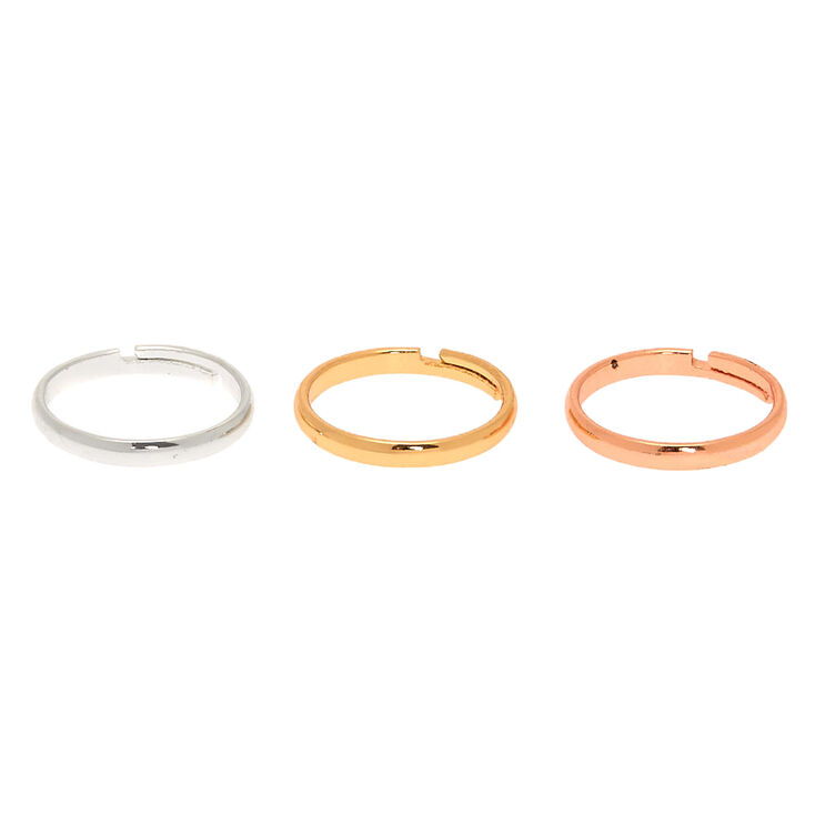 Mixed Metal Classic Band Toe Ring Set - 3 Pack,