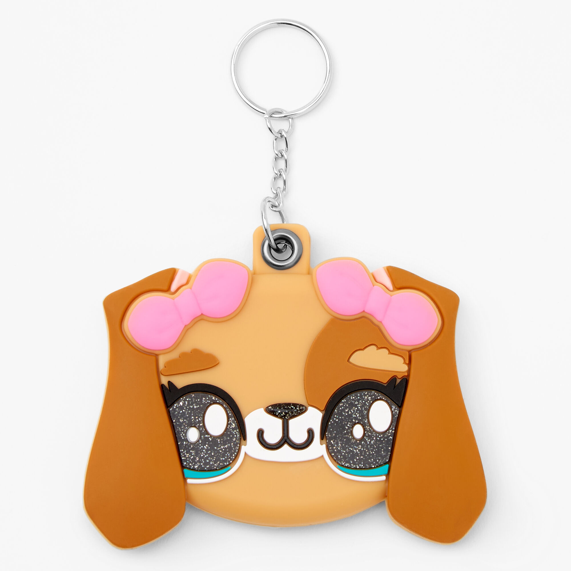 Porte-clés miroir compact chiot - Marron,