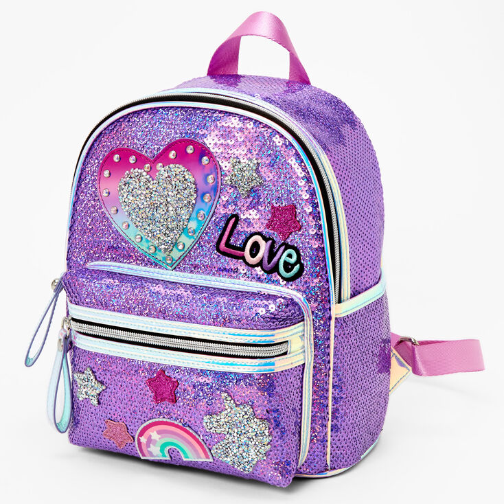 Sequin Love 10'' Purple Mini Backpack | Claire's