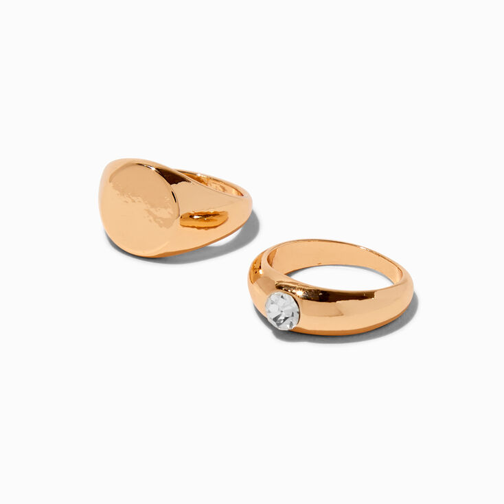 Gold-tone Signet Rings - 2 Pack ,