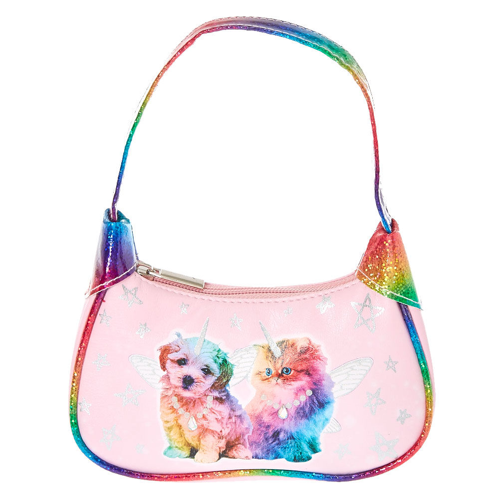 Claire s Club Puppy Kitty Rainbow Strap Purse