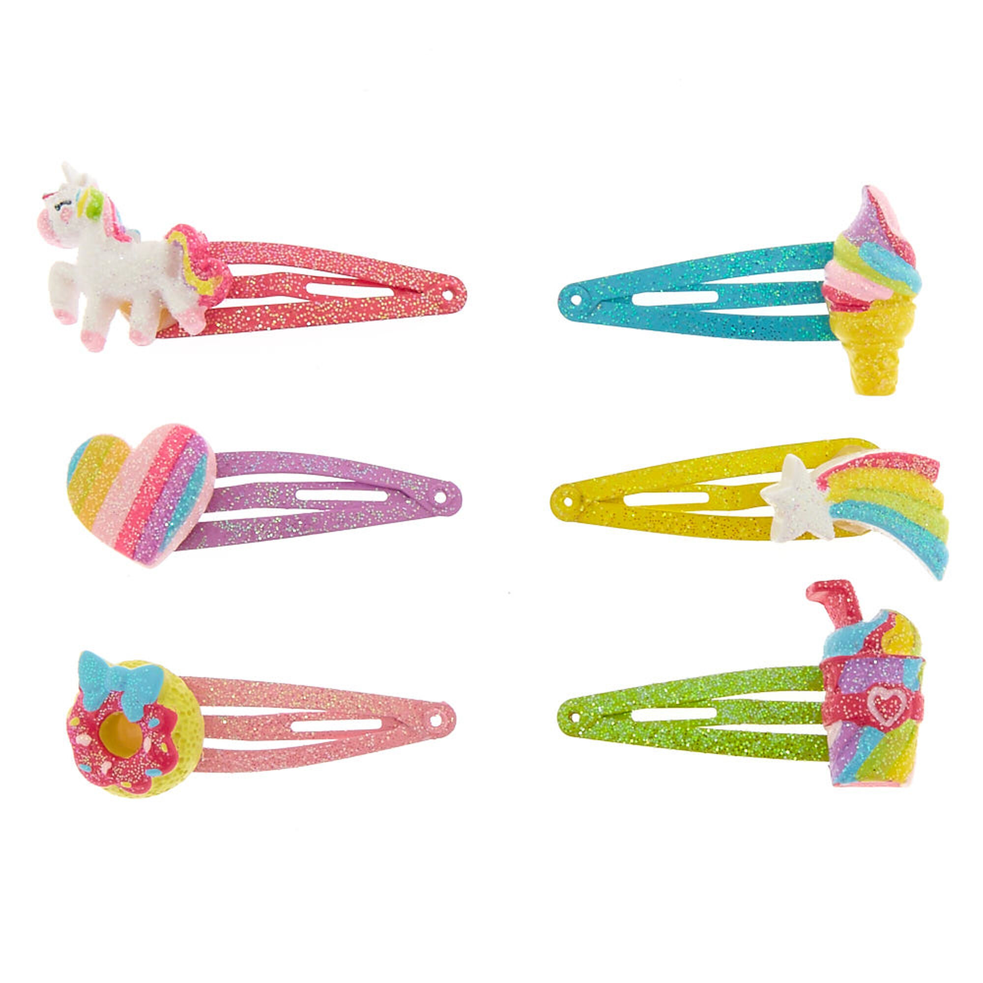 View Claires Club Snap Hair Clips 6 Pack Rainbow information