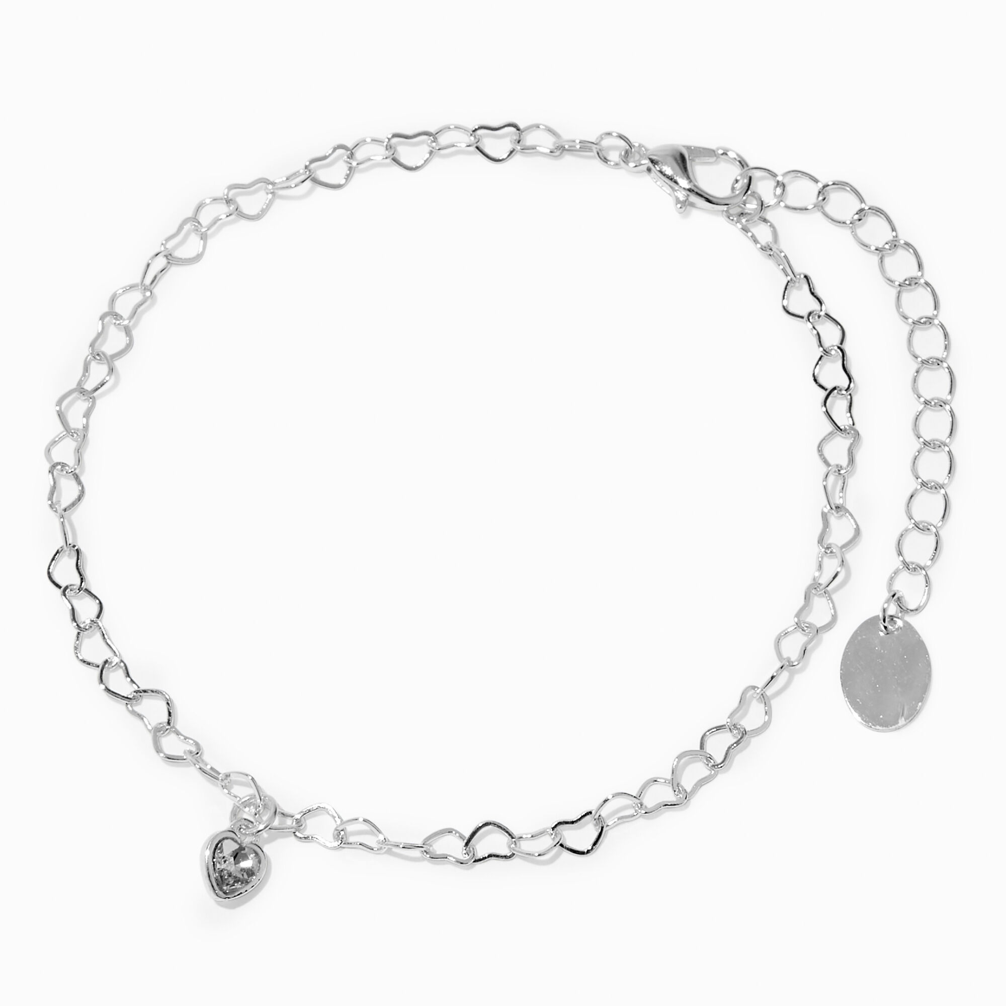 View Claires Tone Heart Chain Bracelet Silver information