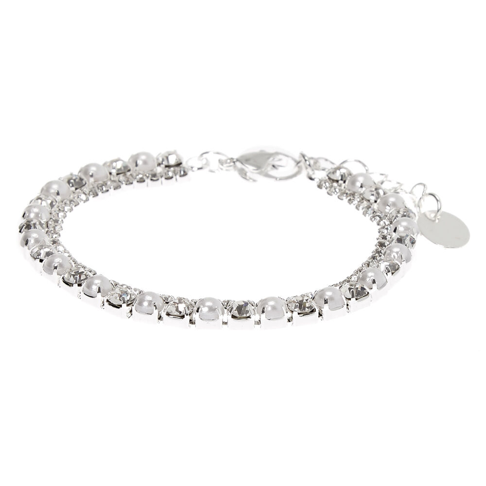 Silver-tone Pearl & Rhinestone Jewelry Set - 3 Pack,