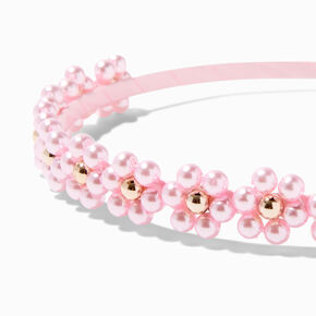 Pink Pearl Flower Cluster Headband,