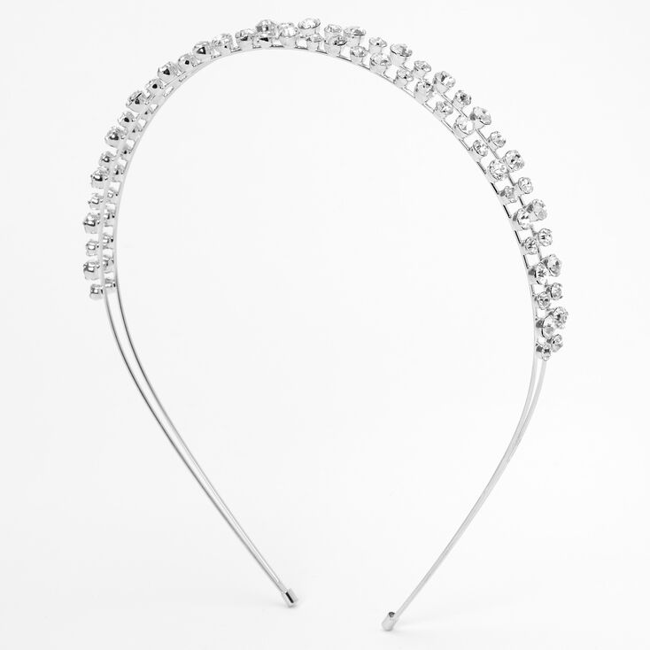 Silver Two Row Rhinestone Headband,