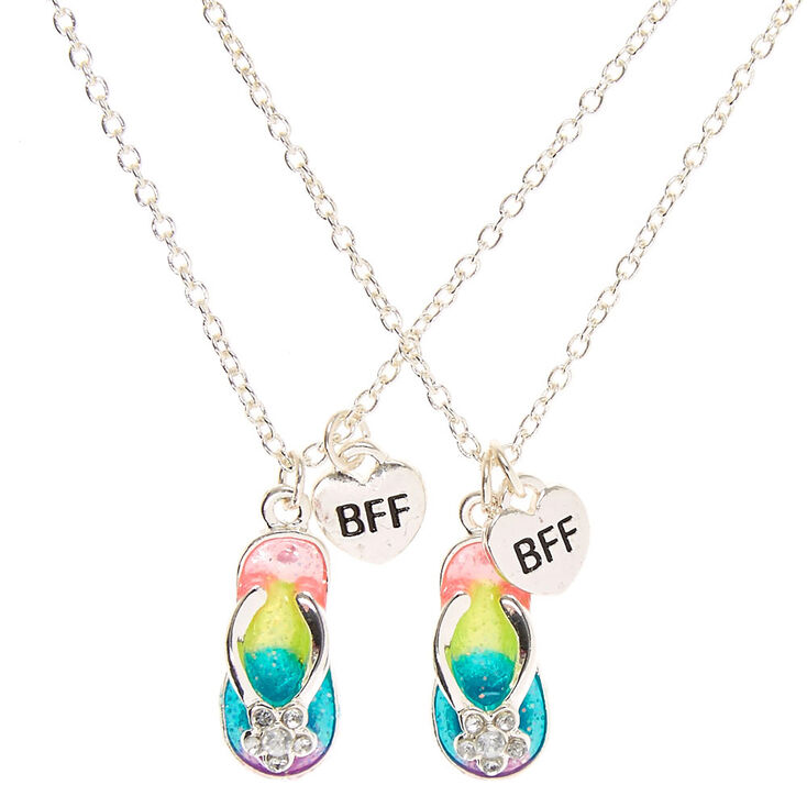 Best Friends Rainbow Flip-Flop Pendant Necklace | Claire's US