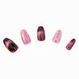 3D Cat Eye Sunset Stiletto Faux Nail Set - Pink, 24 Pack,