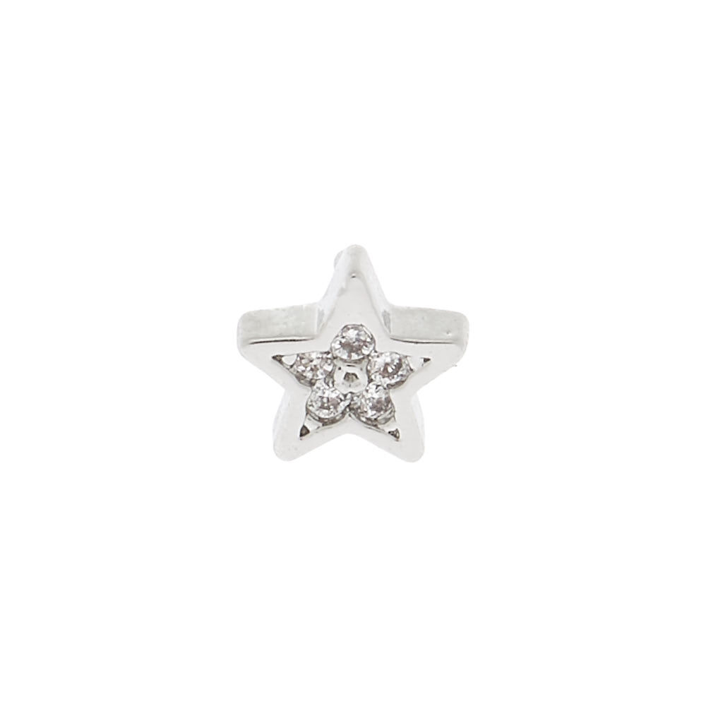 Silver Cubic Zirconia 16G Star Helix Stud,
