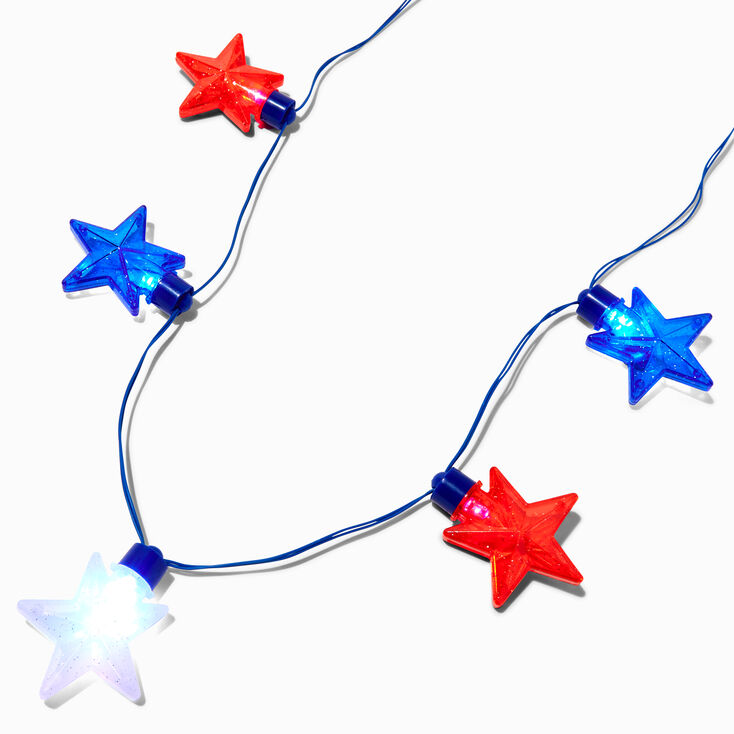 Red, White, &amp; Blue Stars Light Up Necklace,