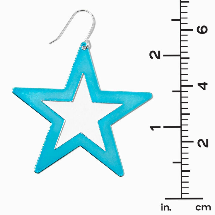 Blue Star Cutout 2&quot; Drop Earrings,