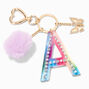 Butterfly &amp; Rainbow Initial Keychain - A,