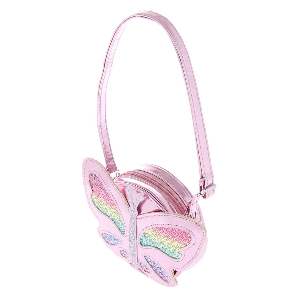 Claire's Club Sequin Butterfly Crossbody Bag - Pink,