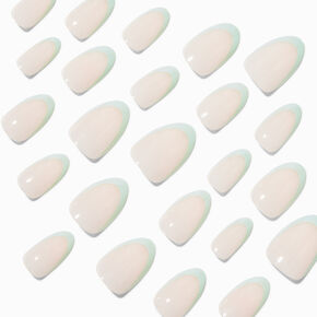Mint Green French Tip Almond Vegan Faux Nail Set - 24 Pack,