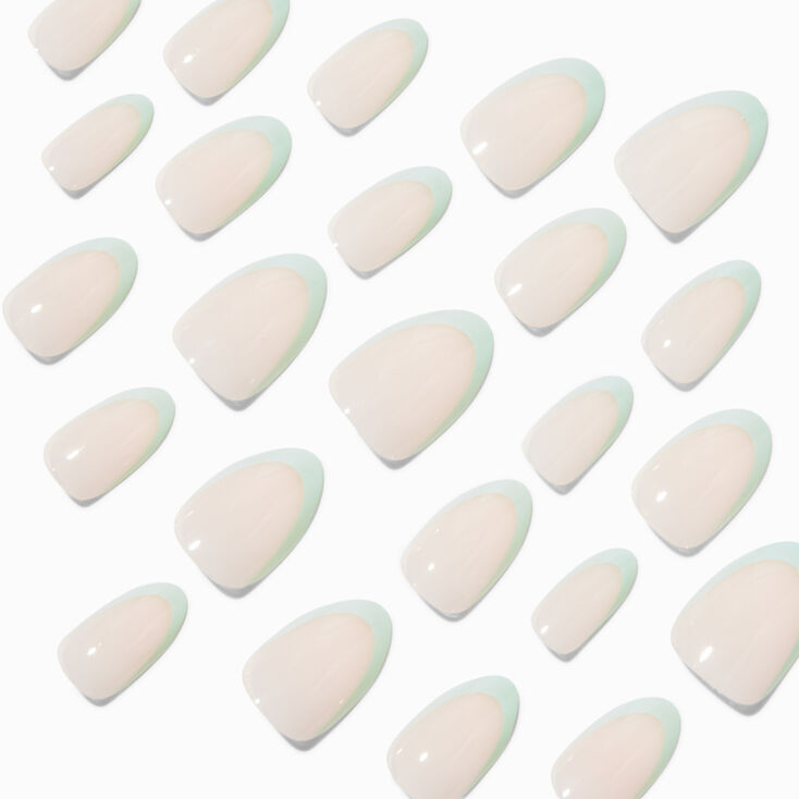 Mint Green French Tip Almond Vegan Faux Nail Set - 24 Pack,