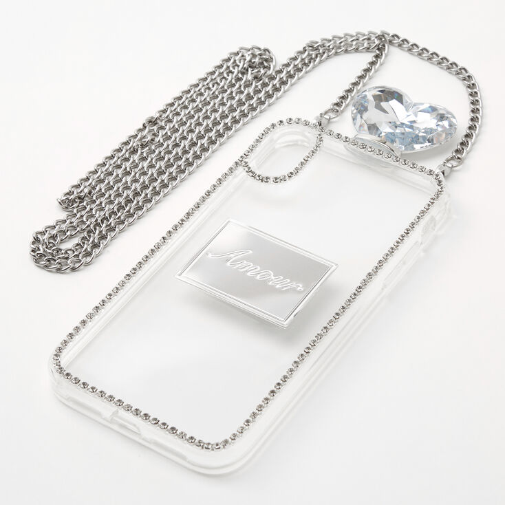 Silver Rhinestone Phone Case With Chain - Fits iPhone&reg; XR,