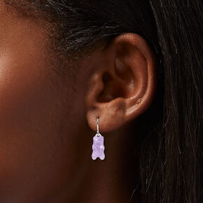 Silver 1&#39;&#39; Glow In The Dark Pastel Gummy Bear Drop Earrings - 3 Pack,