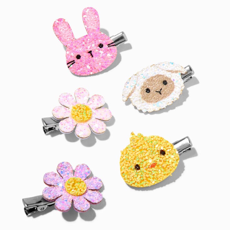 Claire&#39;s Club Glitter Spring Critter Hair Clips - 5 Pack,