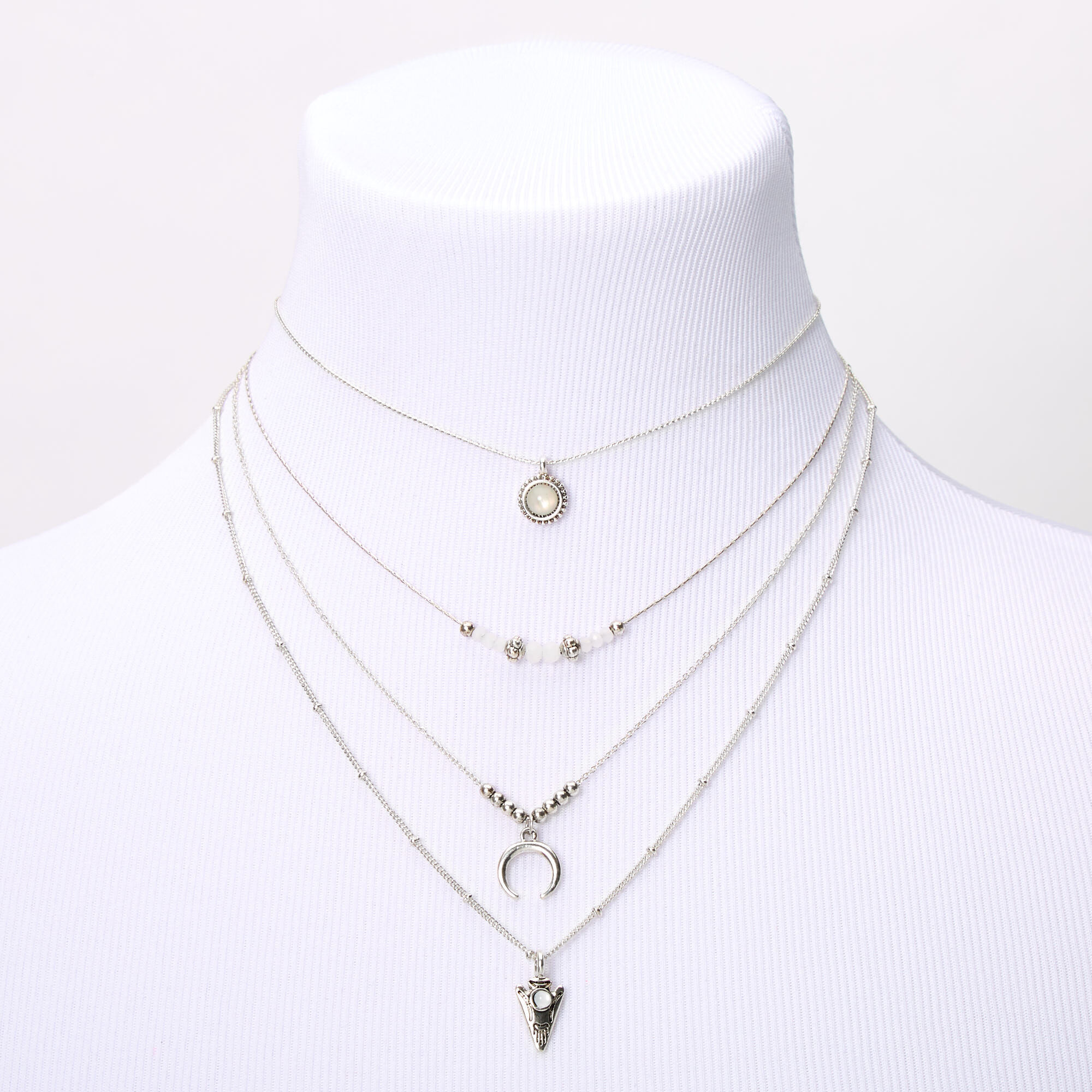 Silver Western Stone Multi Strand Necklace,
