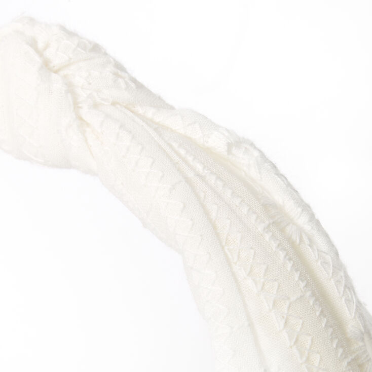 Eyelet Knotted Headband - White,