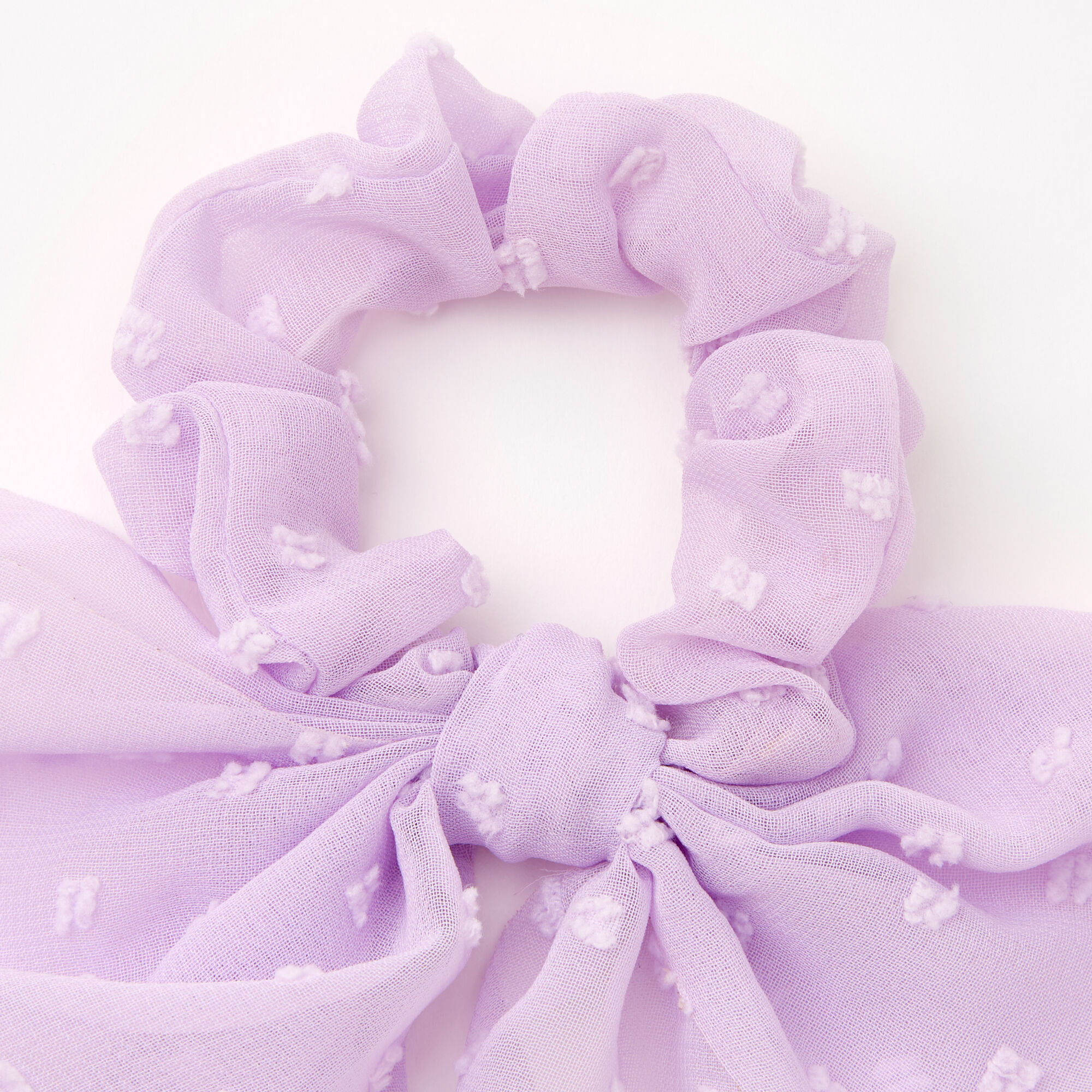 Small Organza Bow Hair Scrunchie Scarf - Lilac,
