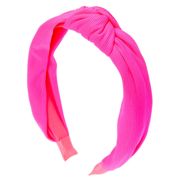 Ribbed Knotted Headband Neon Pink Claire S Us