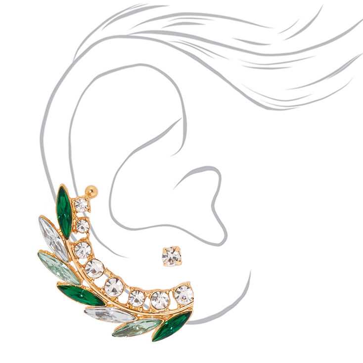 Mismatched Crawler Earring Set - Green,