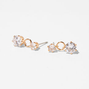 Gold Cubic Zirconia Dangle Drop Earrings,