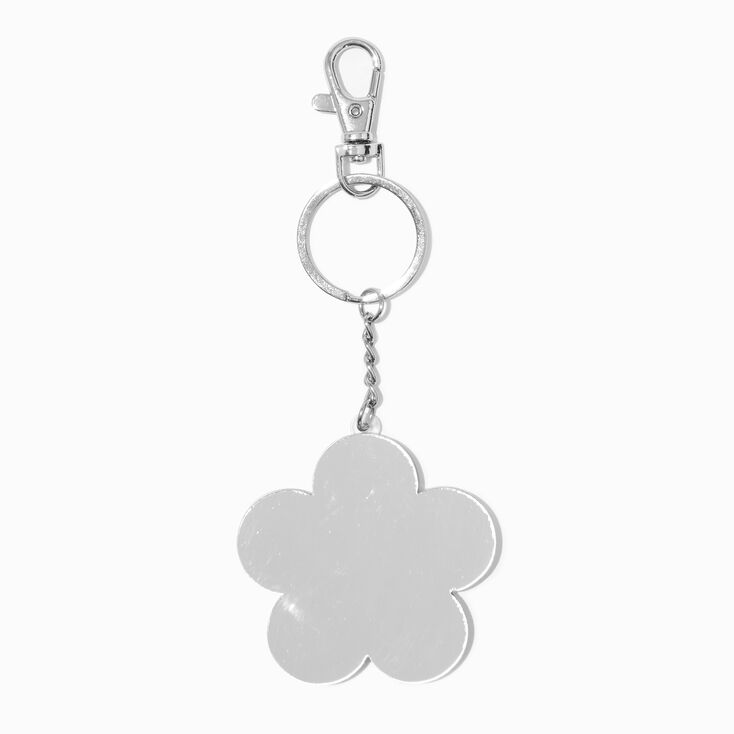Purple Daisy Shaker Mirror Keychain,