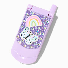 Claire&#39;s Club Purple Butterfly Bling Flip Phone Lip Gloss Set,