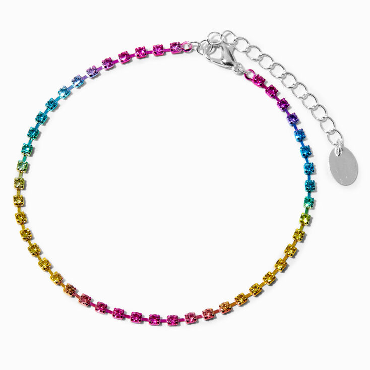 Rainbow Anodized Ombre Silver Chain Anklet,