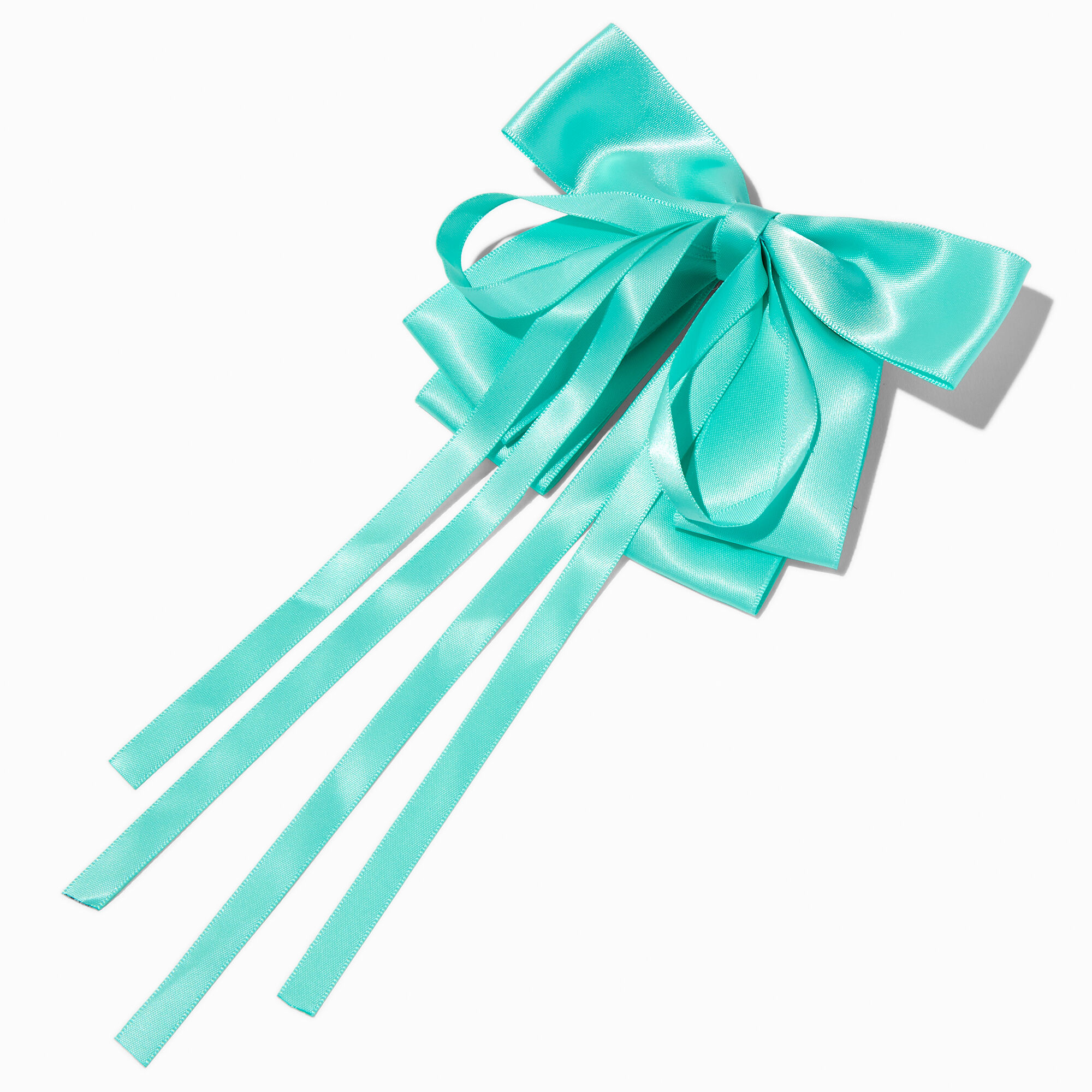 View Claires Pastel Long Ribbon Bow Barrette Hair Clip Teal information