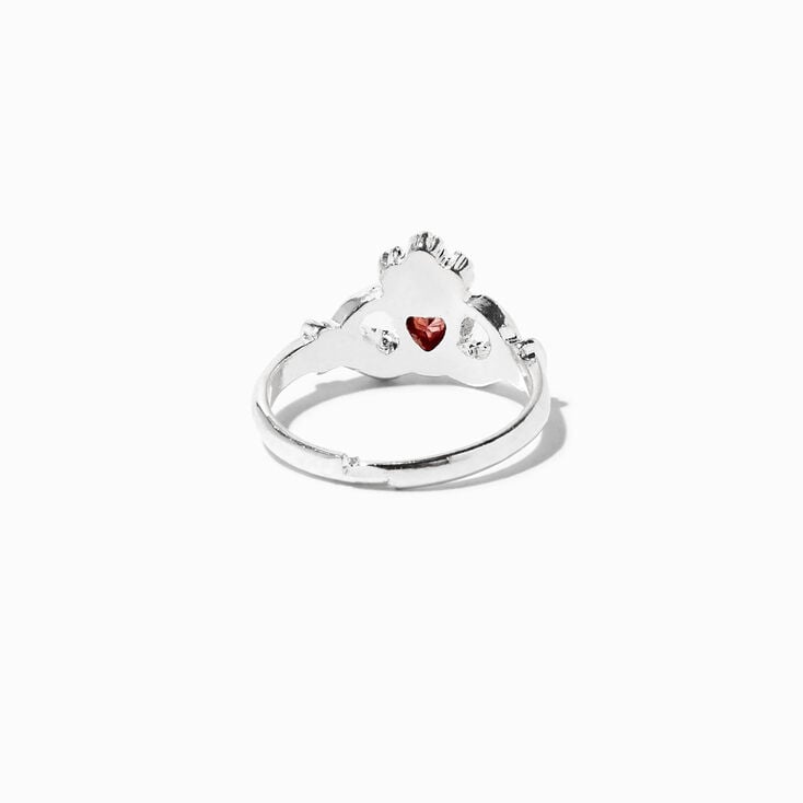 Bague pierre de naissance style Claddagh couleur argent&eacute;e - Octobre,