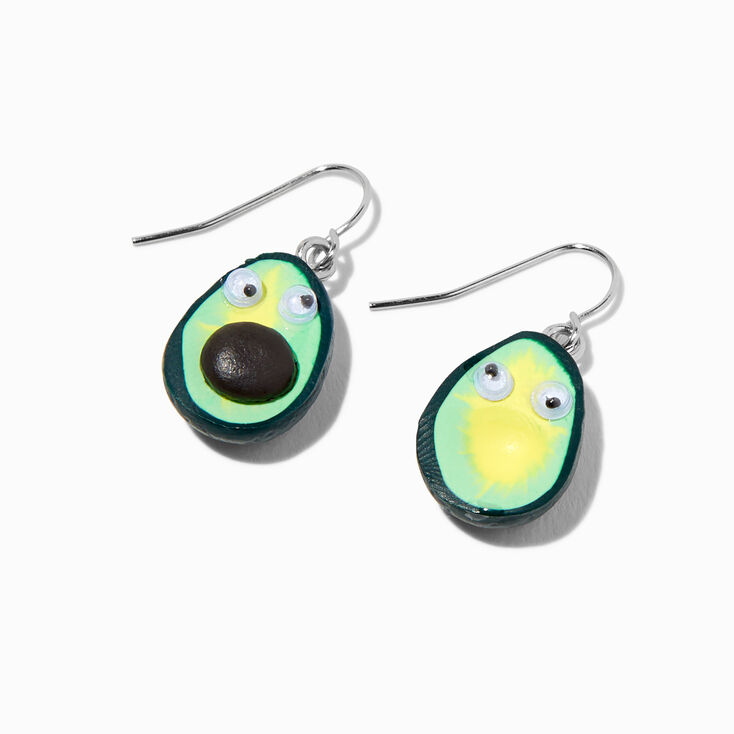 Silver 1&quot; Avocado Drop Earrings,