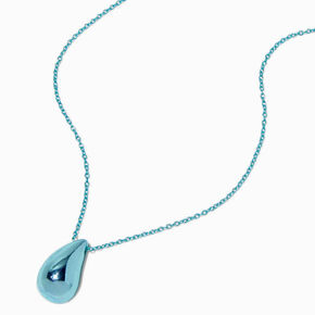 Blue Anodized Teardrop Pendant Necklace,