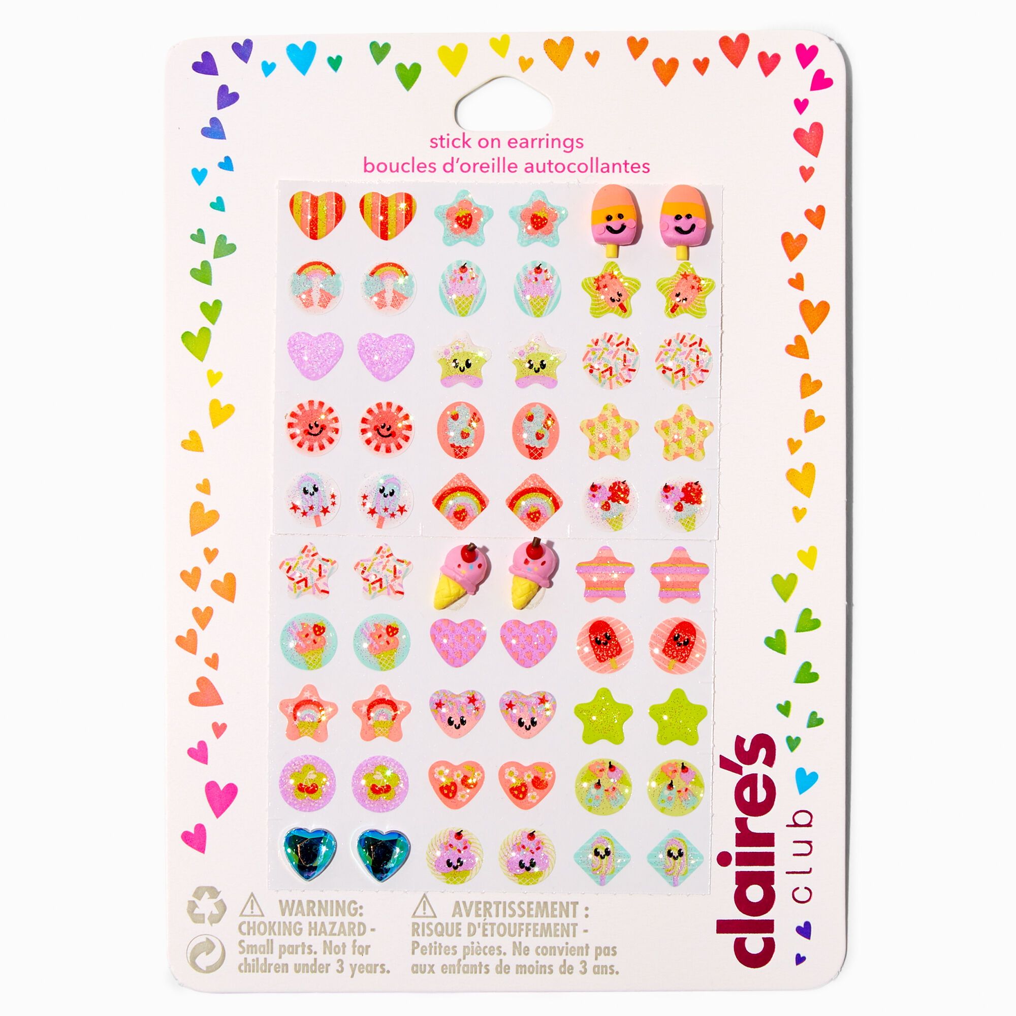 Claire s Club Summer Stick On Earrings 30 Pack Claire s US
