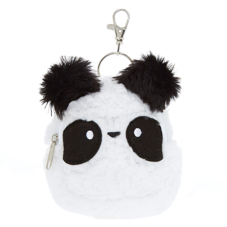 Claire's Porte-clés mini sac à dos panda blanc