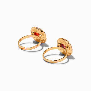 Claire&#39;s Club Fuchsia Holiday Gold Rings - 2 Pack,