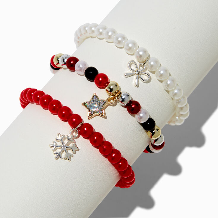 Claire&#39;s Club Holiday Beaded Stretch Bracelets - 3 Pack,