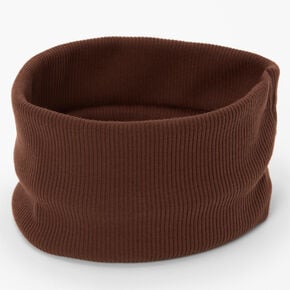 Flat Ribbed Headwrap - Brown,