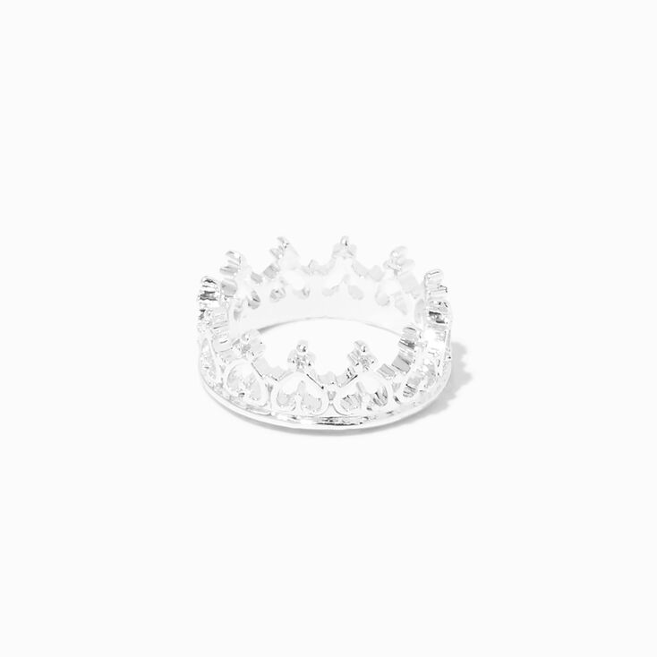Silver Crystal Crown Midi Rings - 2 Pack,