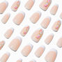 Pink French Butterfly Tip Coffin Faux Nail Set - 24 Pack,