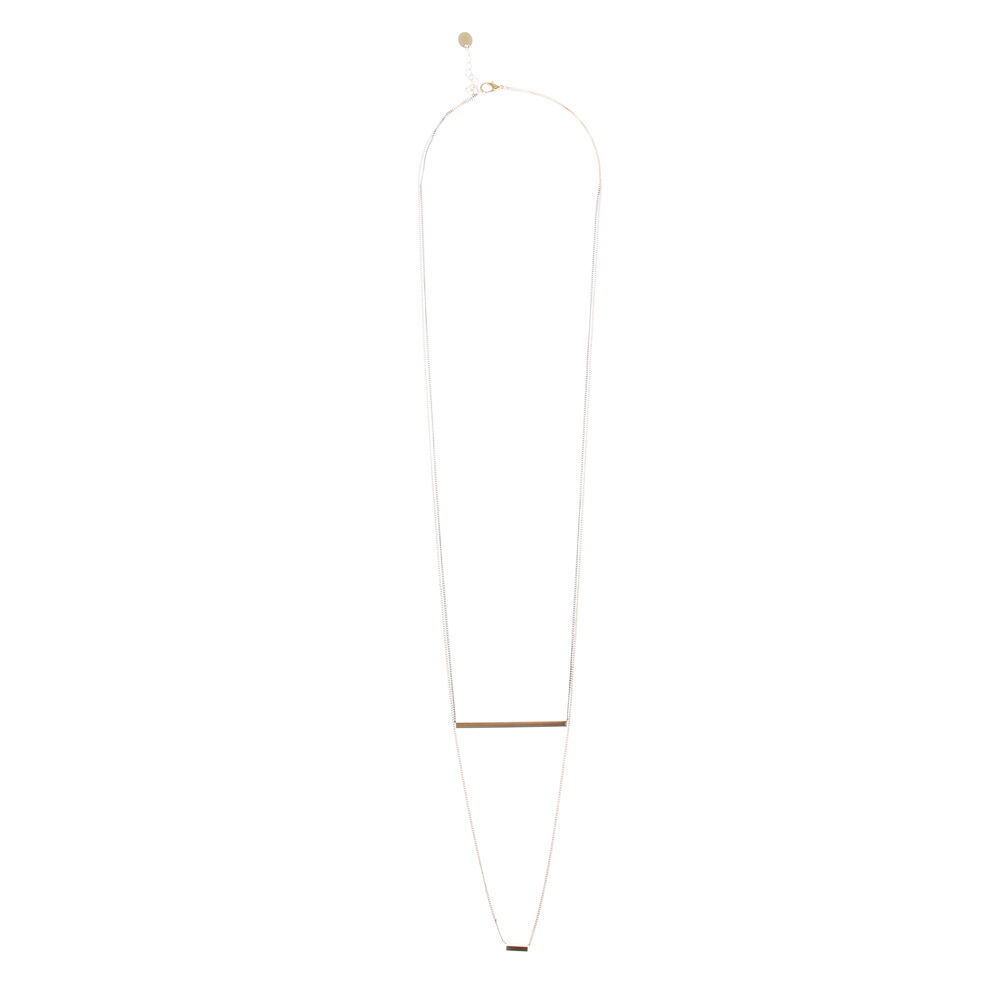 Silver and Gold Double Bar Necklace,