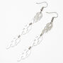 Silver 3&quot; Triple Flame Linear Drop Earrings,