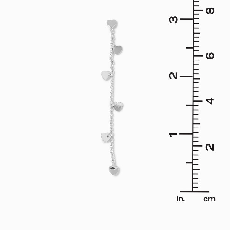 Silver-tone Heart Linear 2.5&quot; Drop Earrings ,
