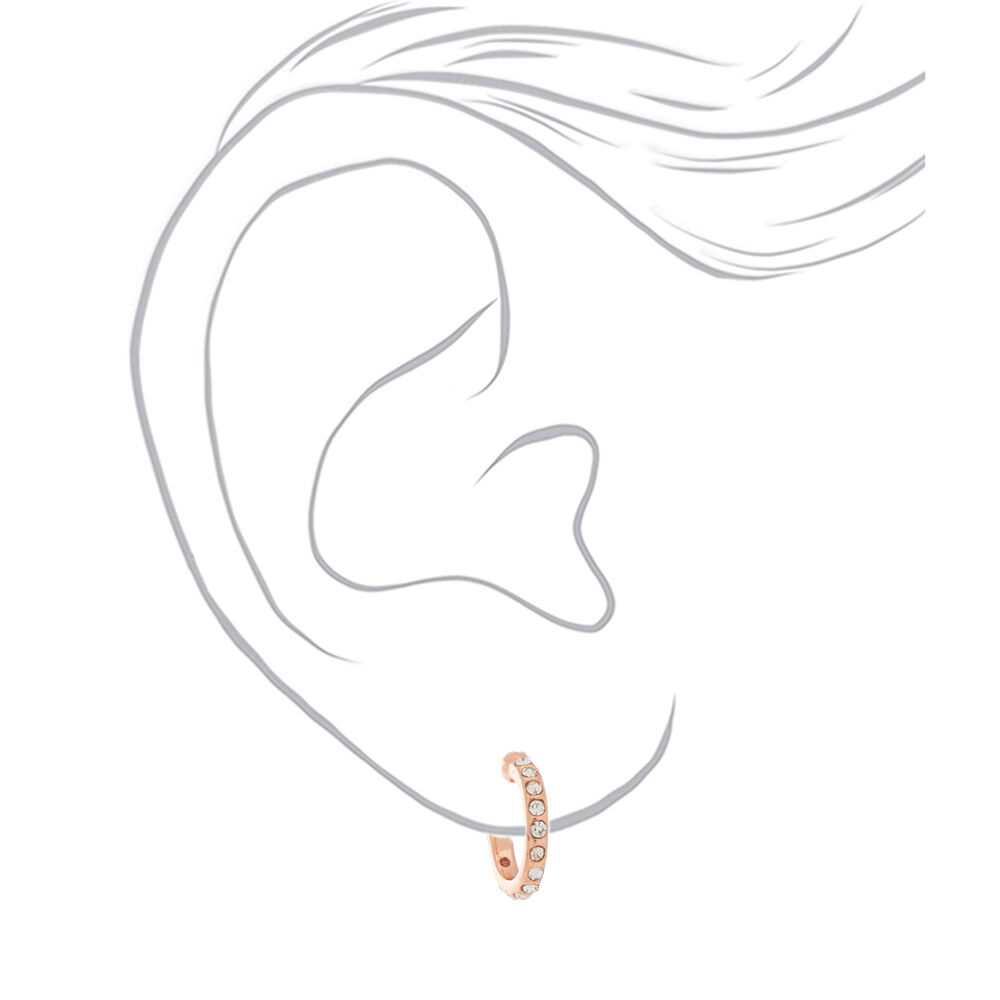 18ct Rose Gold Plated Half Hoop Earrings,