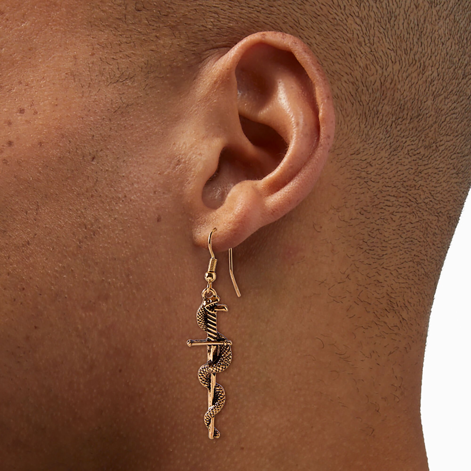 Gold-tone Dagger Snake 2.5" Drop Earrings,