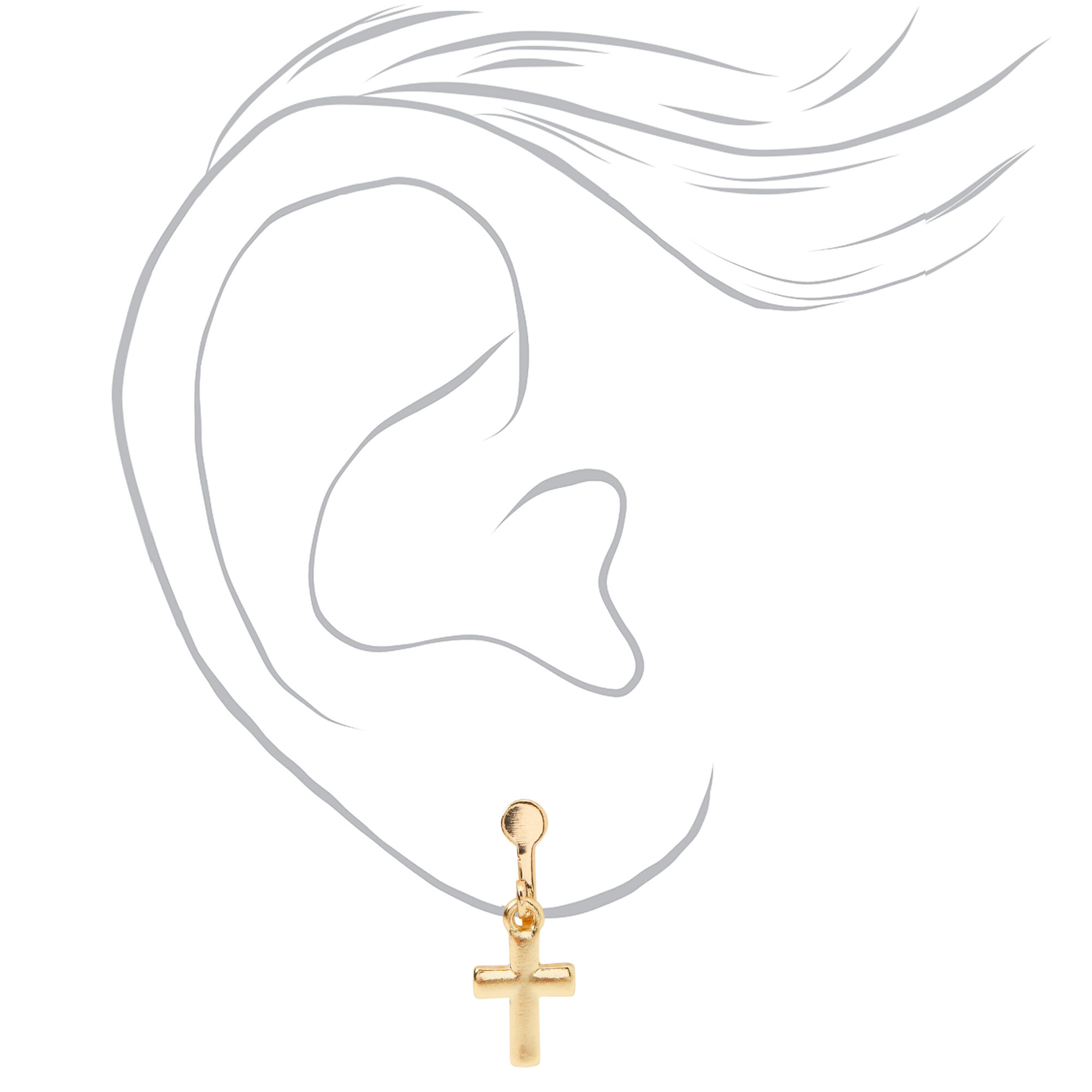 Mixed Metal 0.5" Cross Clip on Drop Earrings - 3 Pack,